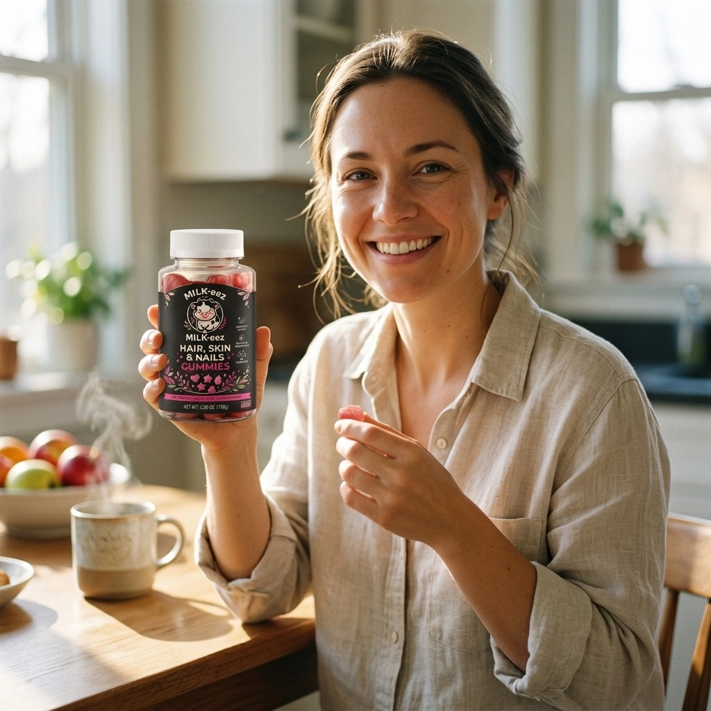 Postpartum hair and skin renewal in two daily chews