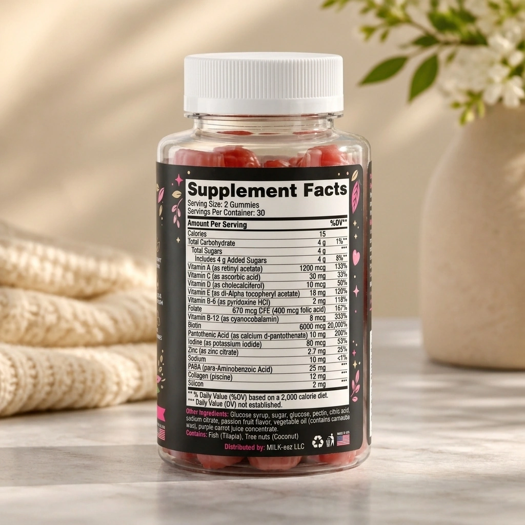 Postpartum hair and skin renewal in two daily chews