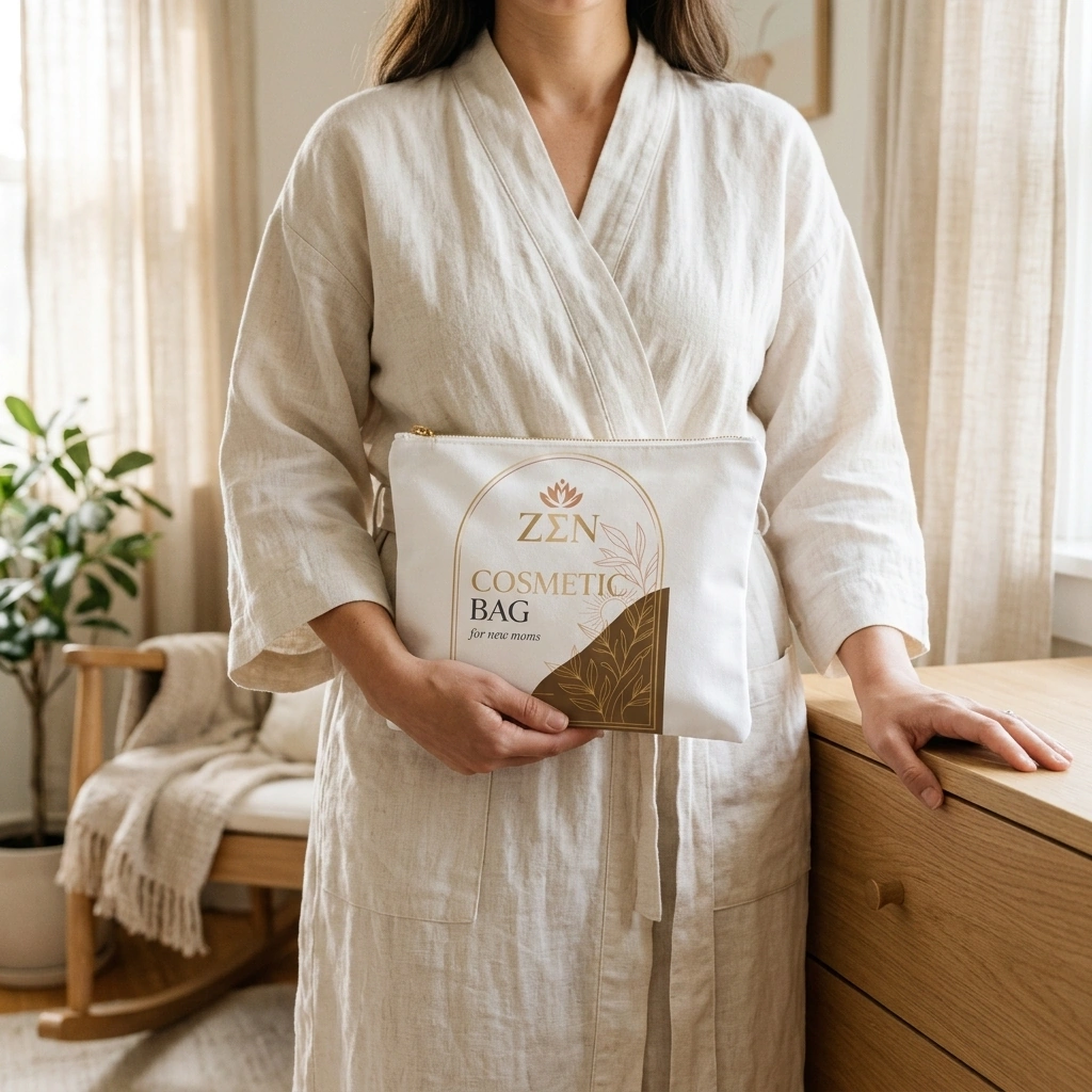 Zen Canvas Cosmetic Bag in use