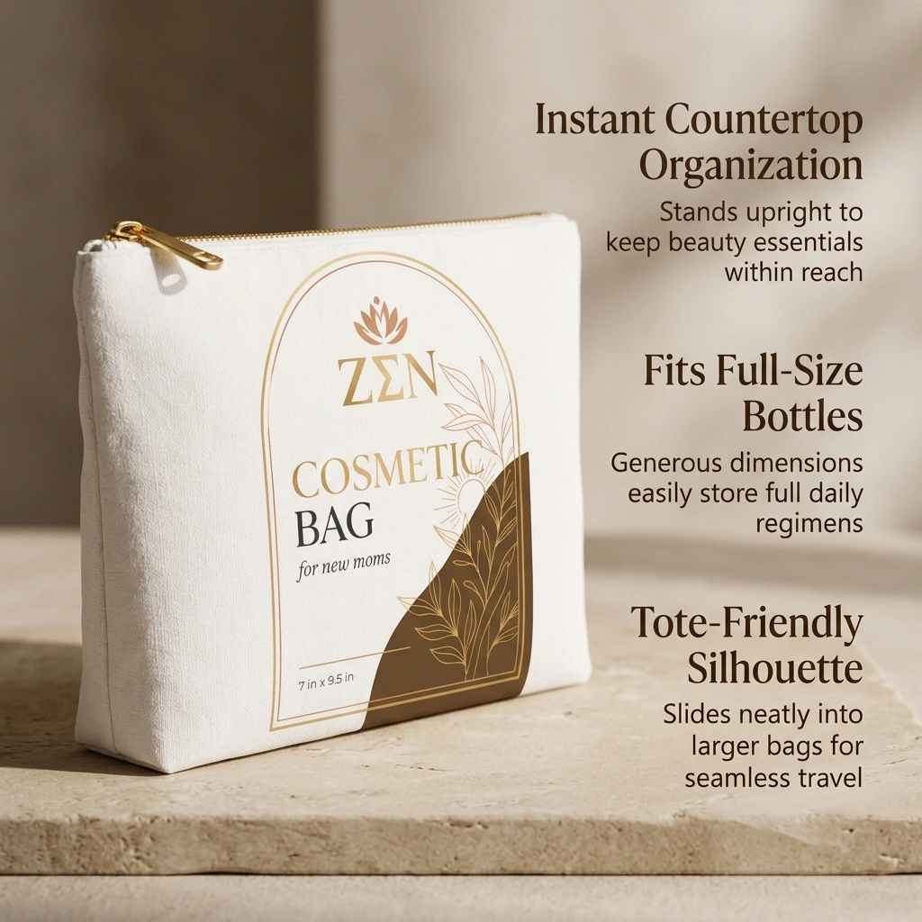 Zen Canvas Cosmetic Bag with callouts
