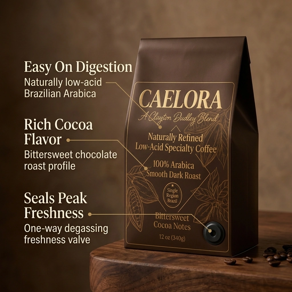 CAELORA Reserve: Brazilian Single-Origin Dark Roast (Naturally Sweet Bittersweet Cocoa & Toasted Hazelnut)