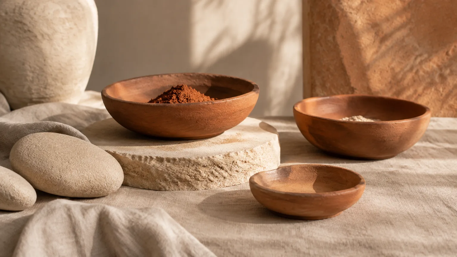 Great Innovative Artists atelier still life with earthen ceramics and sandstone
