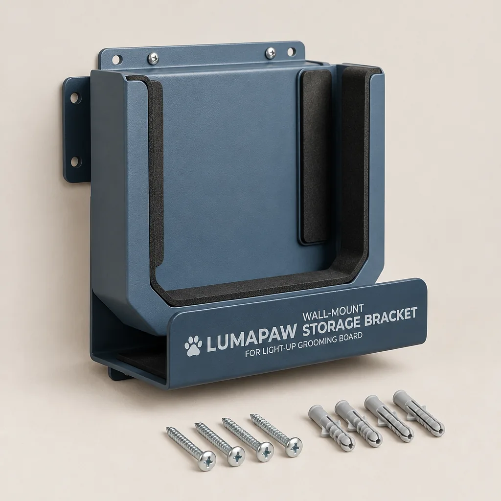 Studio product view of the separate wall-mount storage bracket