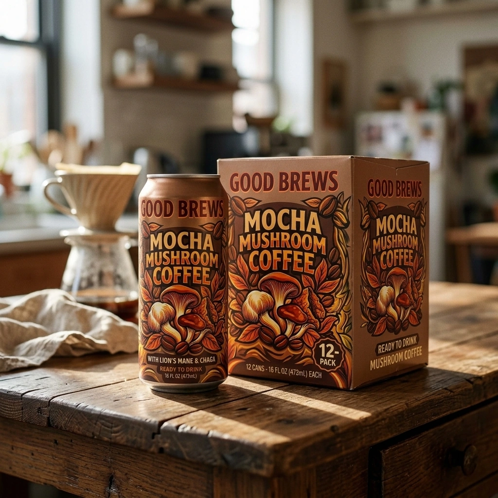 Mocha Mushroom Coffee, ready to drink