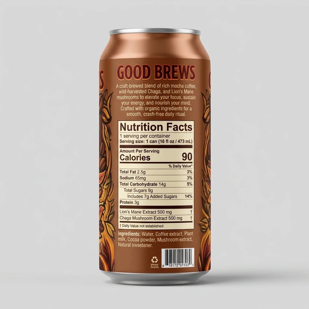 Mocha Mushroom Coffee, ready to drink