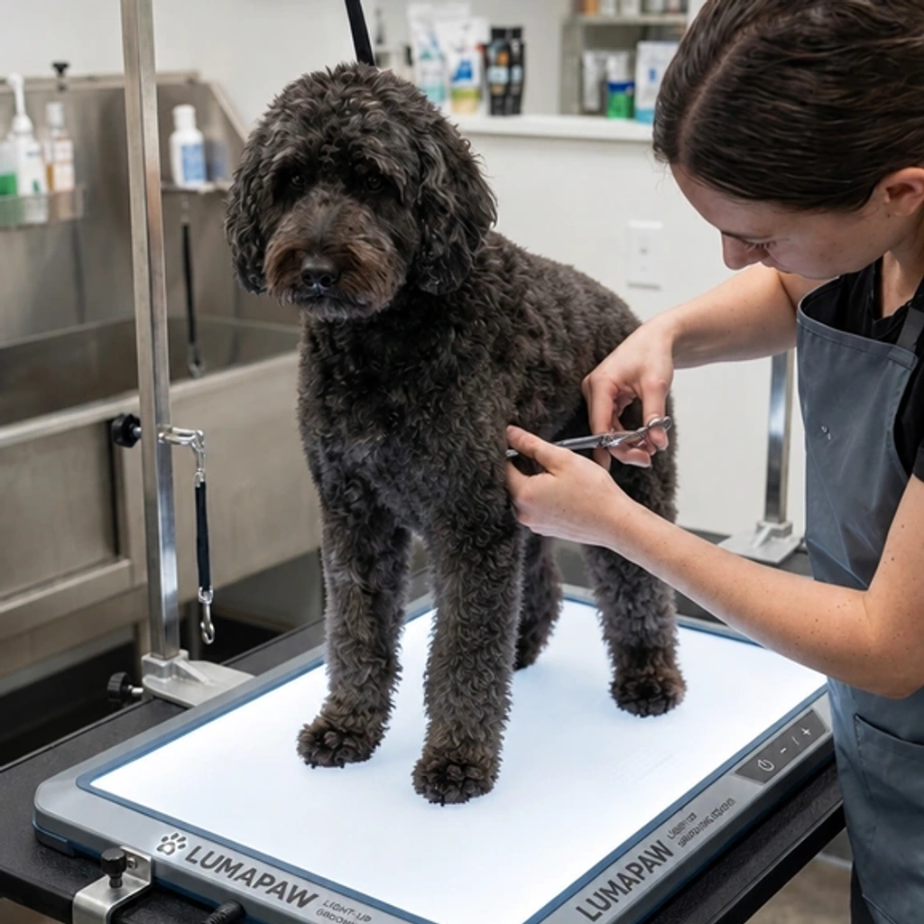 Groomer working with the board on a table