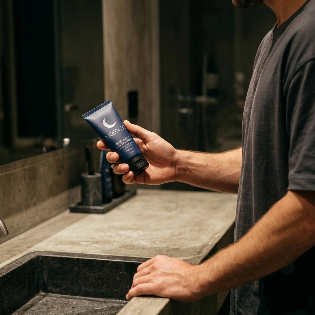 A man applying Overnight Moisturizer