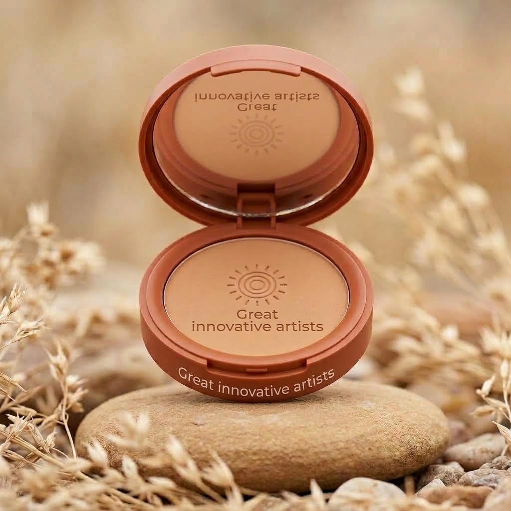 Innovative Artists Solar Veil Compact resting on organic river stone